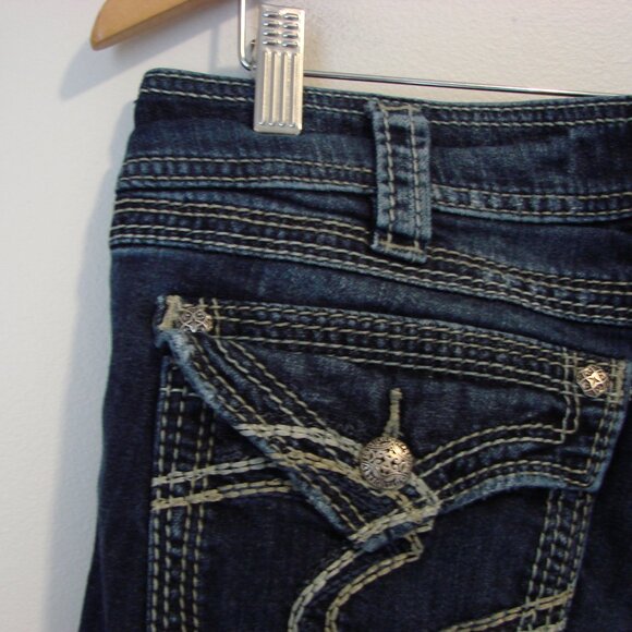 Silver Suki Surplus Jeans Bootcut Mid Rise Curvy Fit Dark Wash Size 31 - Picture 13 of 14